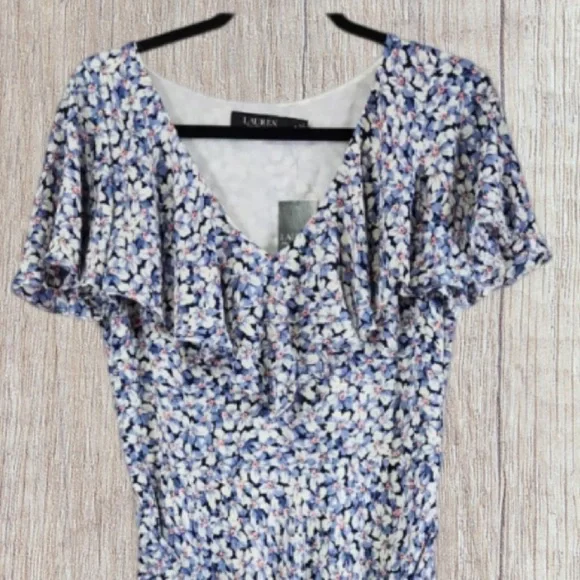 Lauren Ralph Lauren Floral Belted Crepe Dress NWT Size 4 - Picture 7 of 11